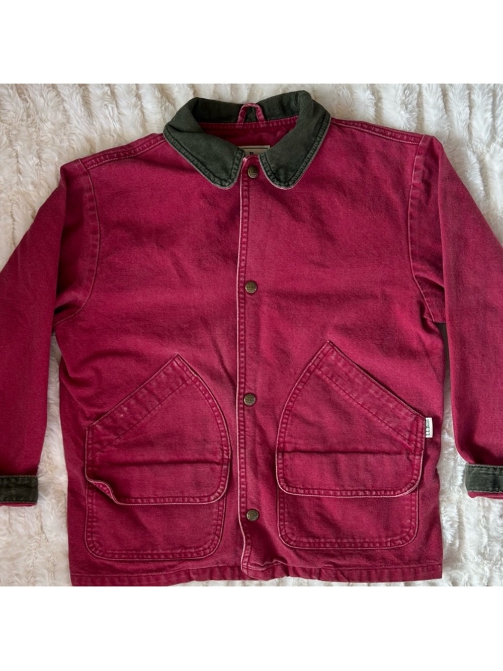 Made in USA LL Bean Vintage Chore Coat Barn Jacket Red